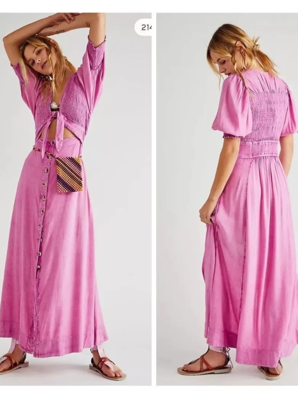 Free People String Of Hearts Maxi Dress Pink Size Large NWT